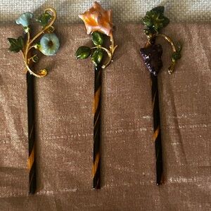Vintage 80’s Enameled-Cloisonné Decorative Bobby Pins